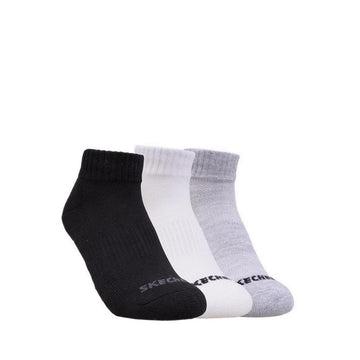 Skechers 3PK 1/2 Terry Qtr Crew Boys Socks - Black / Grey