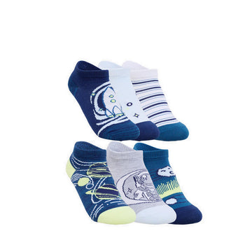 Skechers 6Pk Boys 1/2 Terry Low Cut Socks - Teal