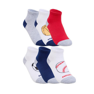 Skechers 6Pk Boys Non Terry Qtr Crew - Multicolor