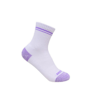 Skechers 6PK 1/2 Terry Crew Girls Socks - White / Purple
