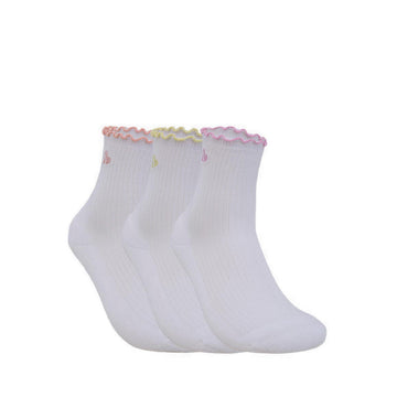 Skechers 3Pk Girls 1/2 Terry Anklet - White