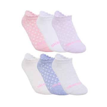 Skechers 6Pk Girls Non Terry Low Cut - White / Pink