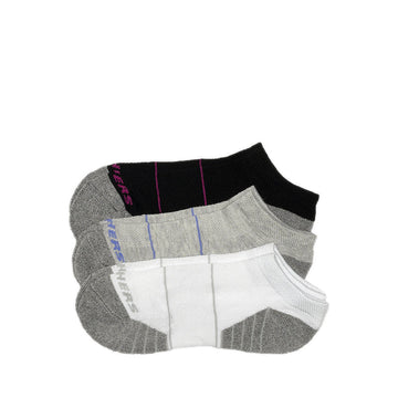 Skechers 3Pk Womens Extended Terry Low Cut Socks - Grey / Black