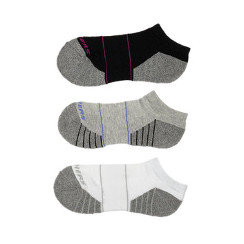 Skechers 3Pk Womens Extended Terry Low Cut Socks - Grey / Black