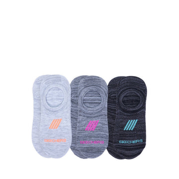 SKECHERS 3PK NO SHOW B095 Women's Socks - BLACK MIXED