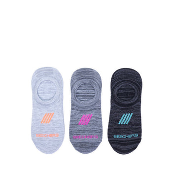 SKECHERS 3PK NO SHOW B095 Women's Socks - BLACK MIXED