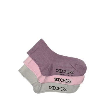 Skechers 3Pk Womens Non Terry Anklet Socks - Pink Combo