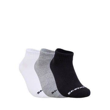 Skechers 3Pk Women Non Terry Qtr Crew - Arch Support - White / Black