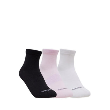 Skechers 3Pk Non Terry Anklet Women - White Pink