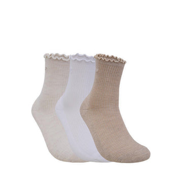 Skechers 3Pk Womens 1/2 Terry Anklet - Beige