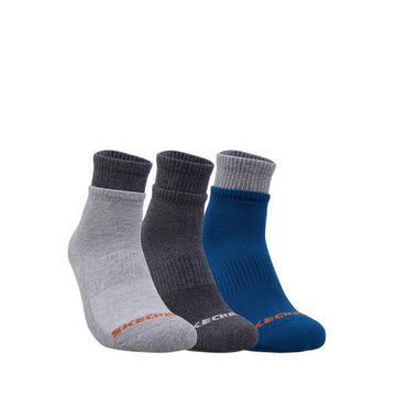 Skechers 3PK 1/2 Terry Qtr Crew Men Socks - Orange