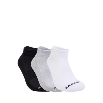 Skechers 3Pk Unisex 1/2 Terry Qtr Crew Socks - White / Black