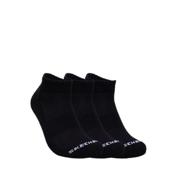 Skechers 3Pk Unisex 1/2 Terry Qtr Crew Socks - Black