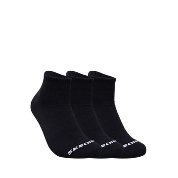 Skechers 3Pk Unisex Non Terry Qtr Crew - Arch Support - Black