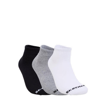 Skechers 3Pk Unisex Non Terry Qtr Crew - Arch Support Socks - White / Black