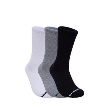 Skechers 3Pk Unisex Non Terry Crew - Arch Support Socks - White / Black
