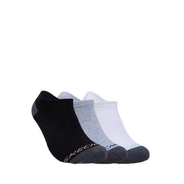 Skechers 3Pk Women Full Terry No Show Socks - Black / White / Grey