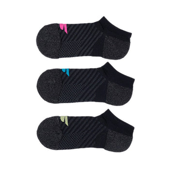 Skechers 3pk Womens 1/2 Terry Low Cut Women - Black Combo
