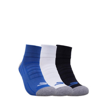 Skechers 3PK 1/2 Terry Qtr Crew Men Socks - Blue Combo