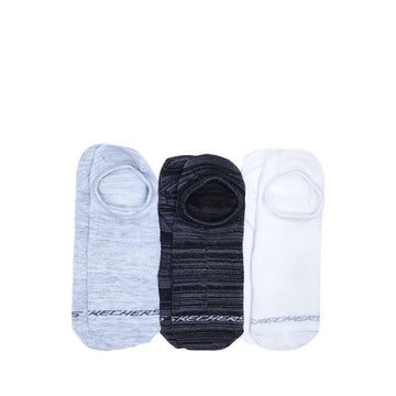 Skechers Men 3 Pack Non Terry No Show Socks W117 Men's Socks - WHITE GREY