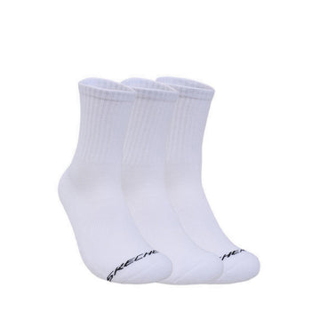 Skechers 3Pk Mens 1/2 Terry Low Crew Socks - White