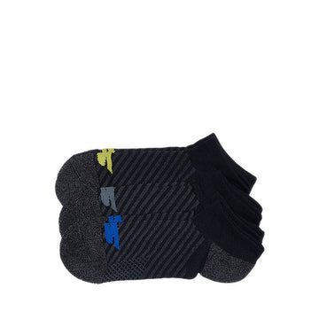 Skechers 3pk Mens 1/2 Terry Low Cut Men - Black/Yellow